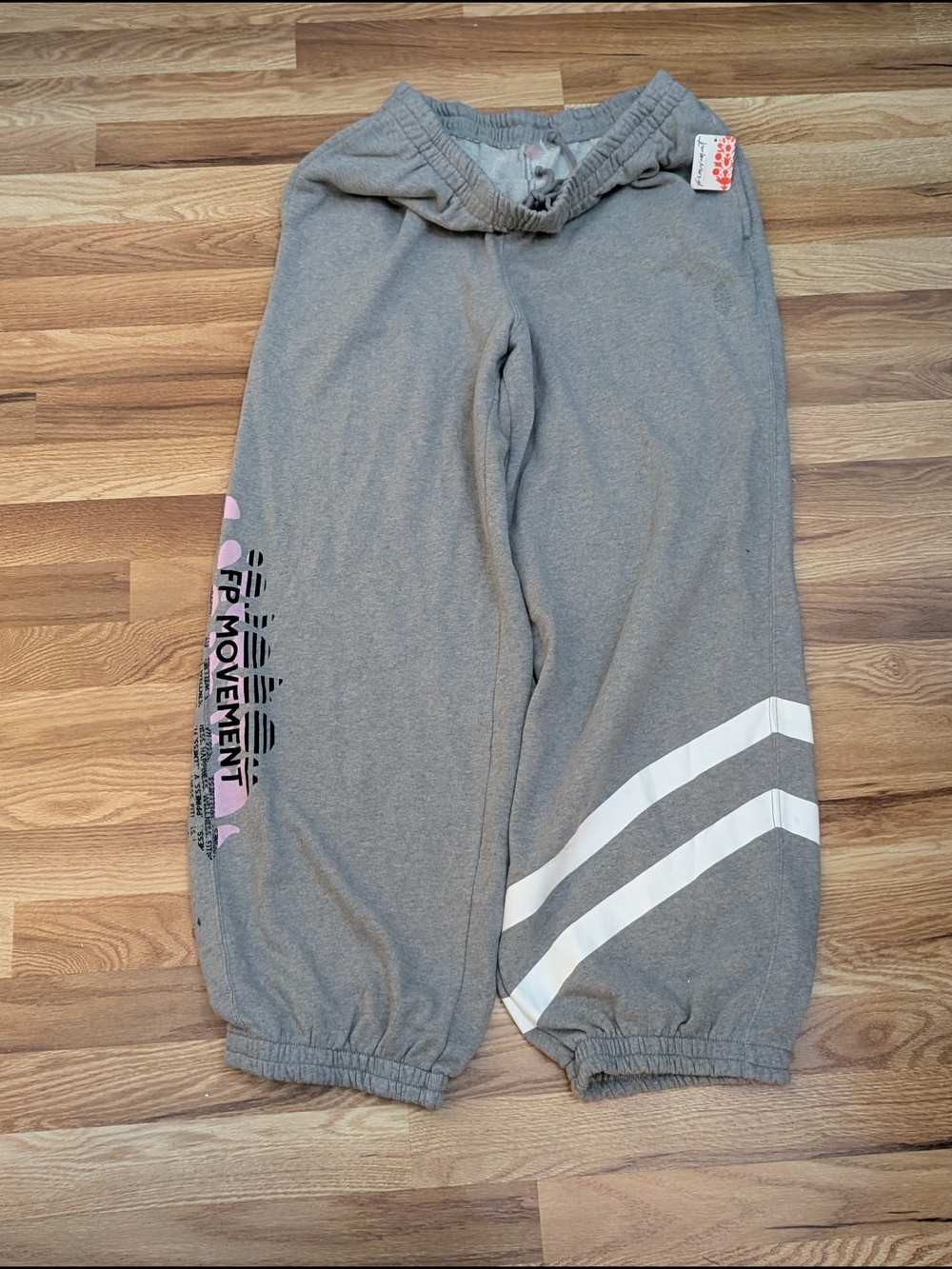 FP Movement by Free People Gray Track Joggers with White Stripe Accents Size XL